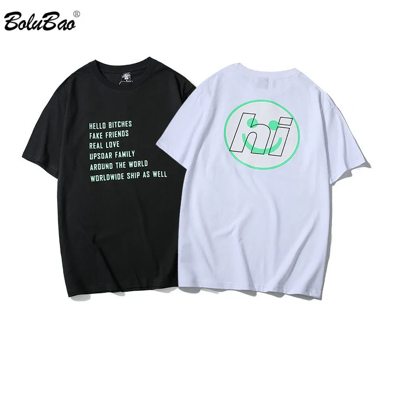 BOLUBAO Marque de mode Hommes T-shirts Été Mâle Lettre Impression T-shirts Hommes Street Hip Hop Style T dessus de chemise 210518