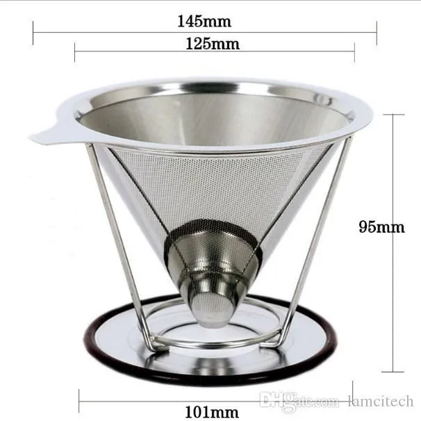 Durable 304 stainless steel coffee water filter portable coffee filter screen coffee maker parts funnel filters 95mm Height