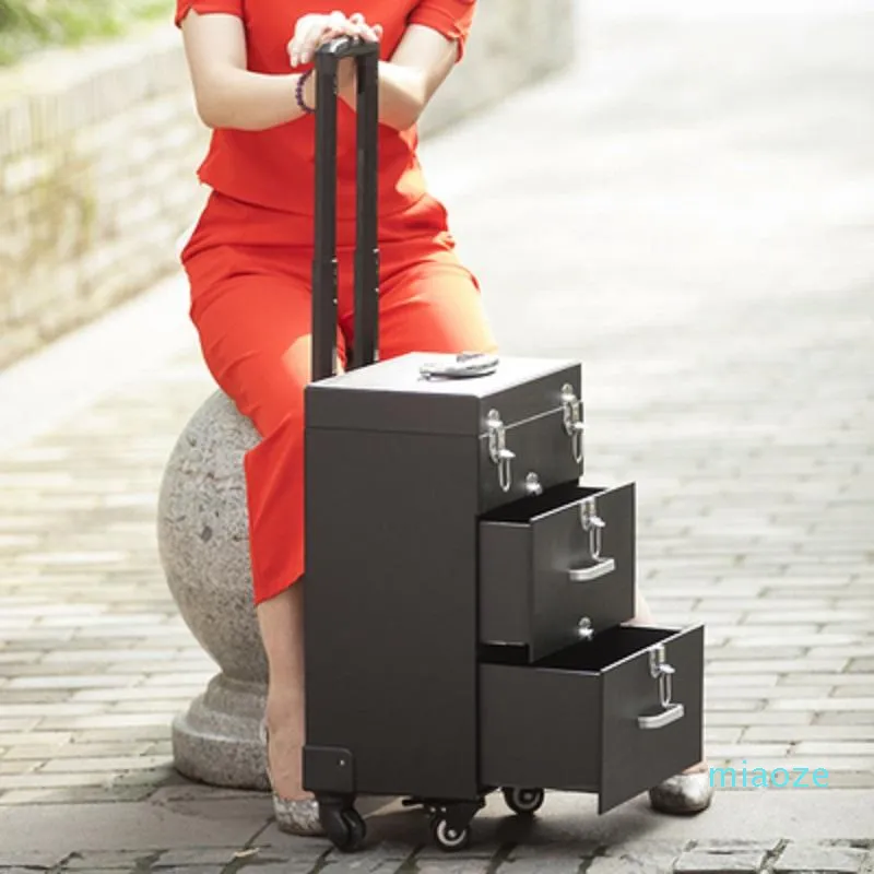 Koffers multifunctionele luxe perfectie cosmetische case rollende bagage, multi-layer schoonheid tattoo salons trolley make-up koffer