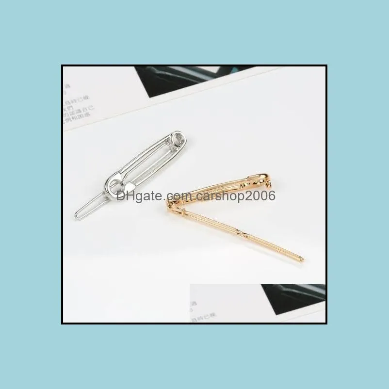 Novelty Pin Shape Clip Hair Clips Silver Gold Tone Headwear Geometric Hair Barrettes Clip Metal Hairpin Hair Accessories