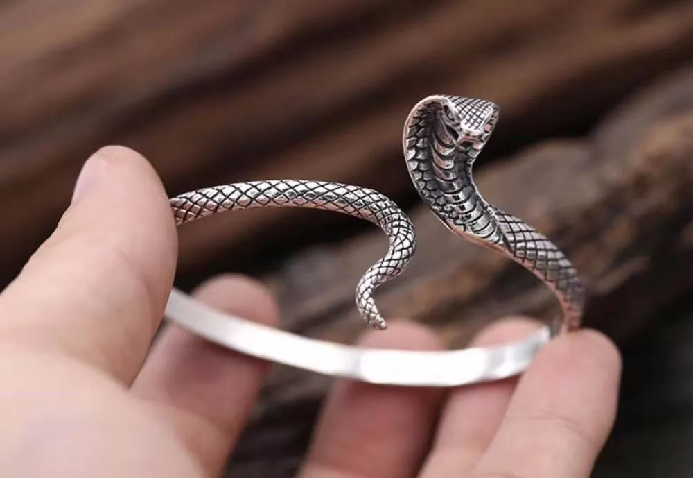 Women's Snake Bangle Bracelet in Sterling Silver with Ruby