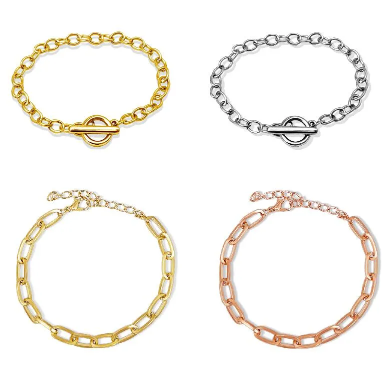 Fashion Trends Toggle Clasps Lobster Link Chain Bracelet 18CM Metal Alloy Jewelry for Women Factory Direct Sales