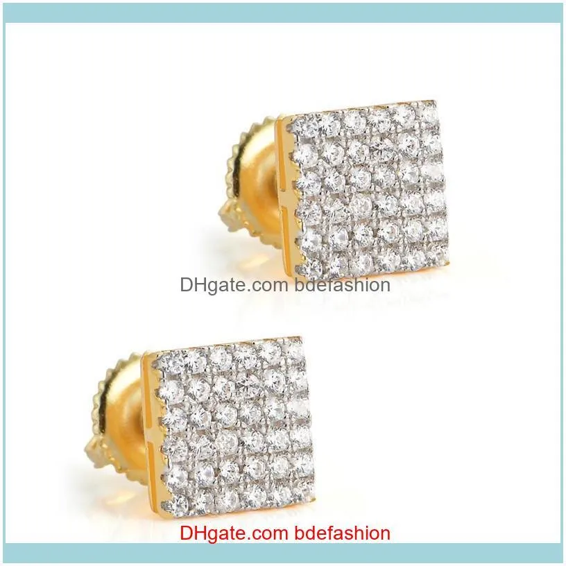 J￳ias Mulheres Diamond Stud Earings 925 Sier al￩rgicos Iced Out Bling CZ Rock Punk Jewelry Drop Delivery 2021 K0PNO