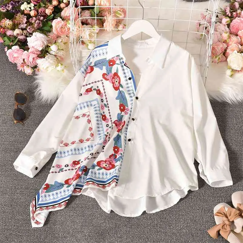 Women's irregular loose mid-length all-match blouse trendy spring and autumn HK136 210507