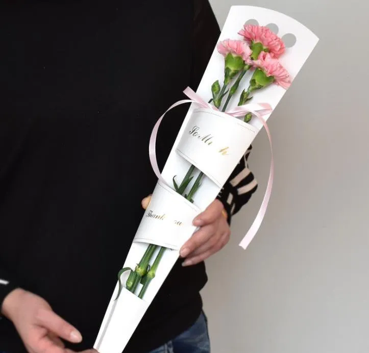 25-Pack Flower Bouquet Sleeves With Ribbon - Kraft Paper & Clear Plastic Wrapping For Florist Arrangements
