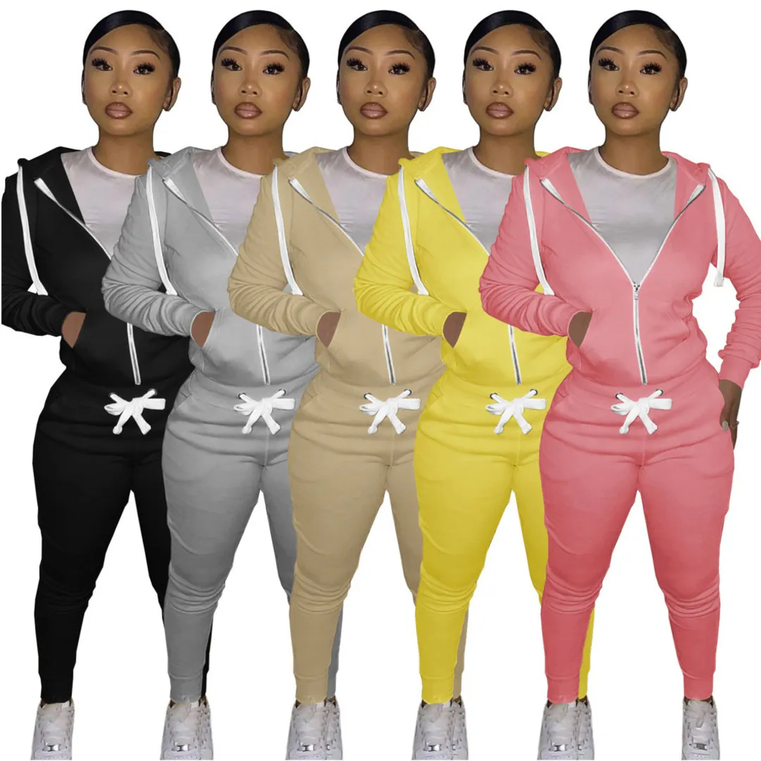 Designers Women sports tracksuits Clothes 2021 autumn and winter women's cotton sweater tight two-piece hooded suit womens sets