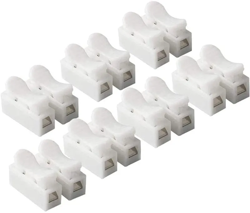 100 Piece Quick Connect Terminal Kit - 2 Pin Spring Wire Connectors For Electrical Projects