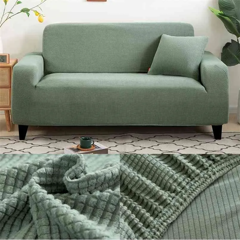 Gruba sofa Protector Jacquard Solidne drukowane pokrowce do salonu Kanapa Pokrywa Narożnik Slipcover L Shape 210911