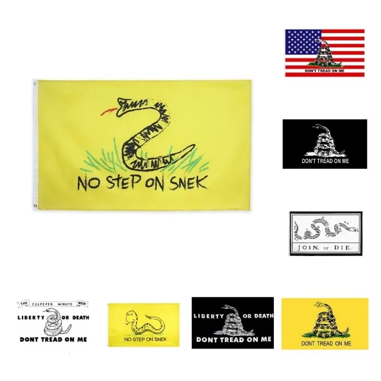 Drapeaux de bannière 8 modèles 3x5 FT 90 * 150cm US American Tea Party Ne marchez pas sur moi Drapeaux de serpent Rejoignez ou mourez Drapeau Fournitures de fête T2I52245