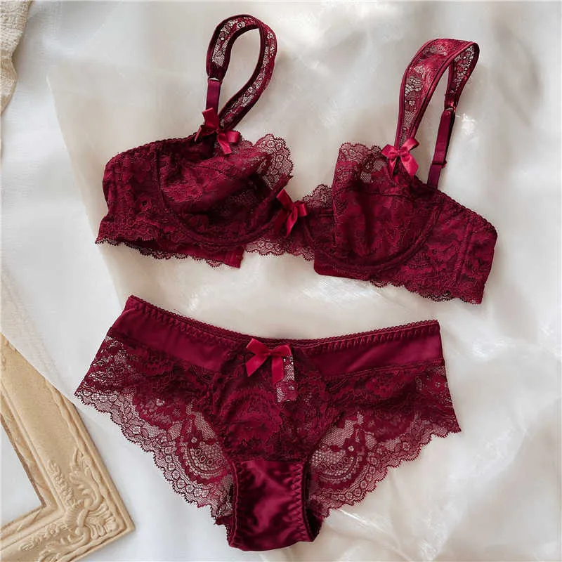 Retro Ultra Thin Lace Bra And Panty Set Back With Transparent Hollow Steel  Ring Anti Sagging Lingerie For Women Large Size Summer Underwear Q0705 From  Sihuai03, $16.11