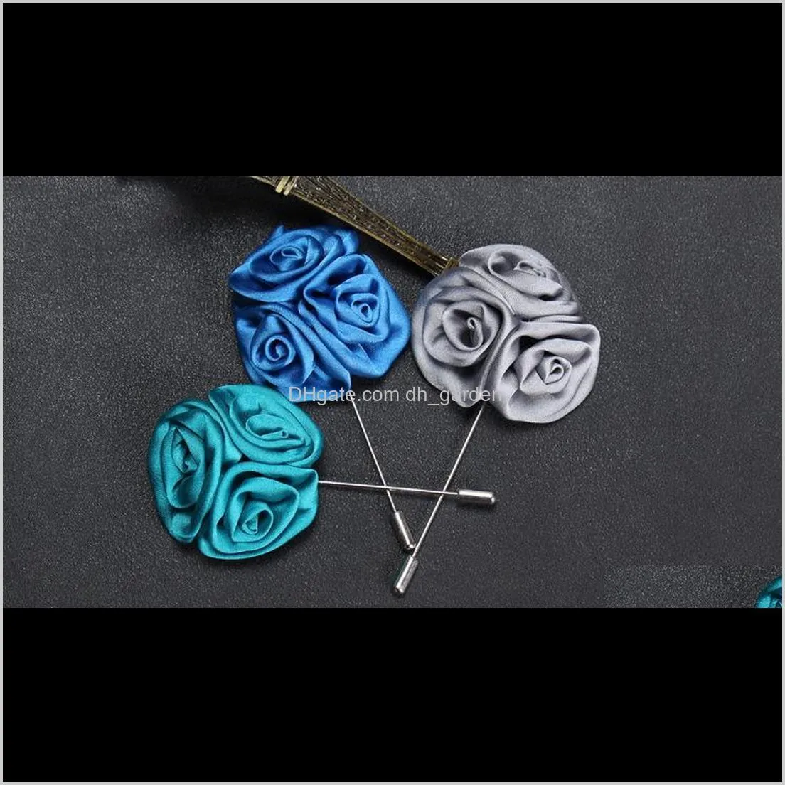 mixed 15 colors rose flower ball brooches lapel pins handmade boutonniere stick corsage for wedding party gentlement suit accessories