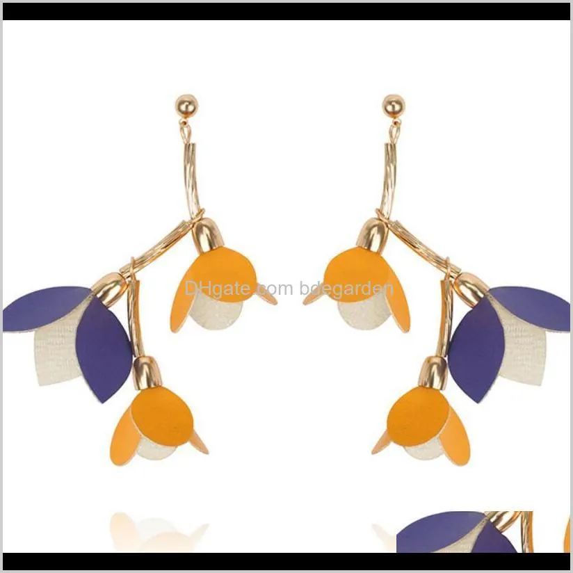 jewelry Pu leather earrings flowers chram earrings contrast color earrings for women free of shipping
