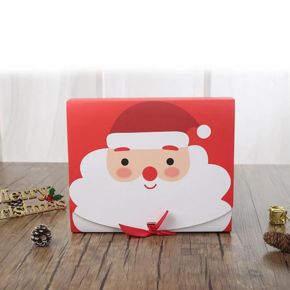 Christmas Eve Big Gift Box Santa Claus Fairy Design Kraft Papercard Present Party Favor Activity Box Red Green Xmas Gifts Package Boxes