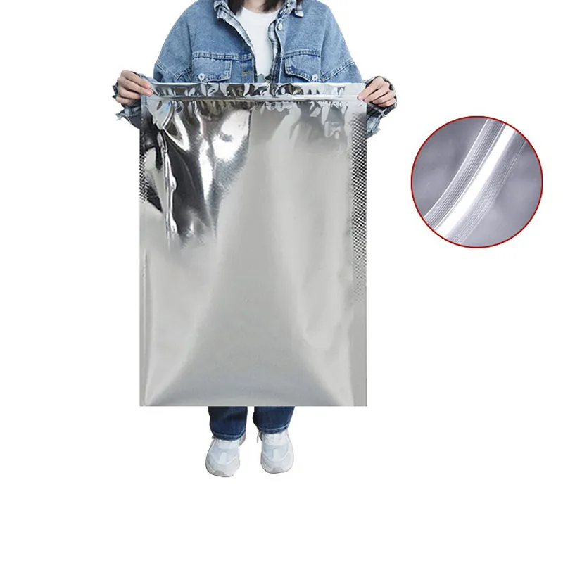 100 pcs 35x50 / 40x60 / 45x70 / 50x80cm grande zíper top alumínio folha mylar resealable pacote de válvula pacote bolsas de armazenamento de bloqueio de zíper