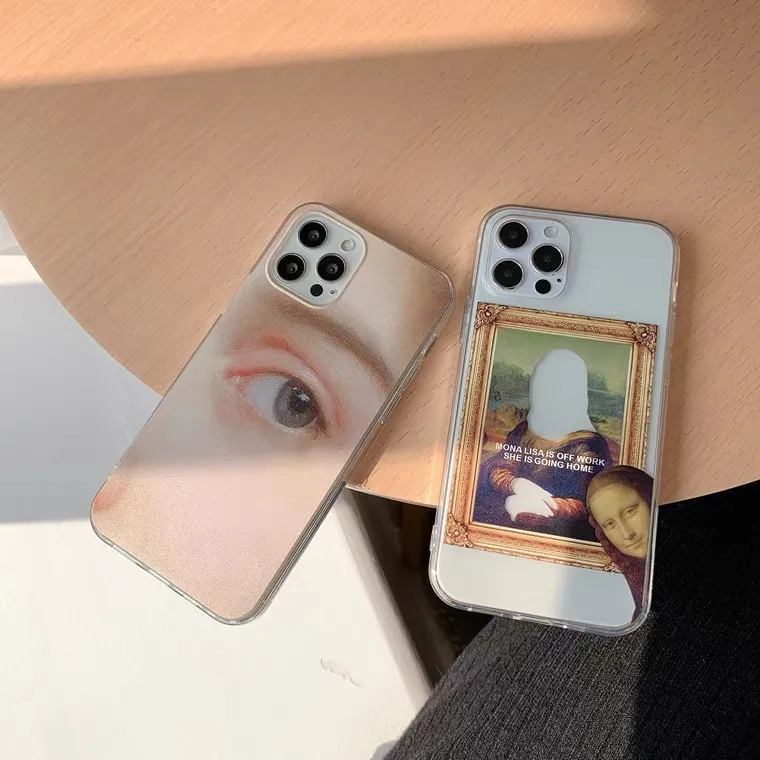 MONA LISA SPOOF Lustige Gesicht Soft Phone-Fälle für iPhone SE 7 8 plus x xr xs 11 12 Mini PRO MAX SHELL COVER