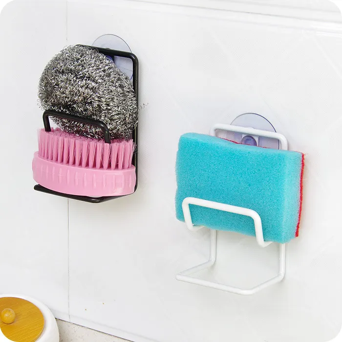 kitchen Metal Suction Cup Sink Drain Rack Wall Sucker Sponge Storage Drying Holder Soap Stand Dish Cloth Organizer FHL153-WY