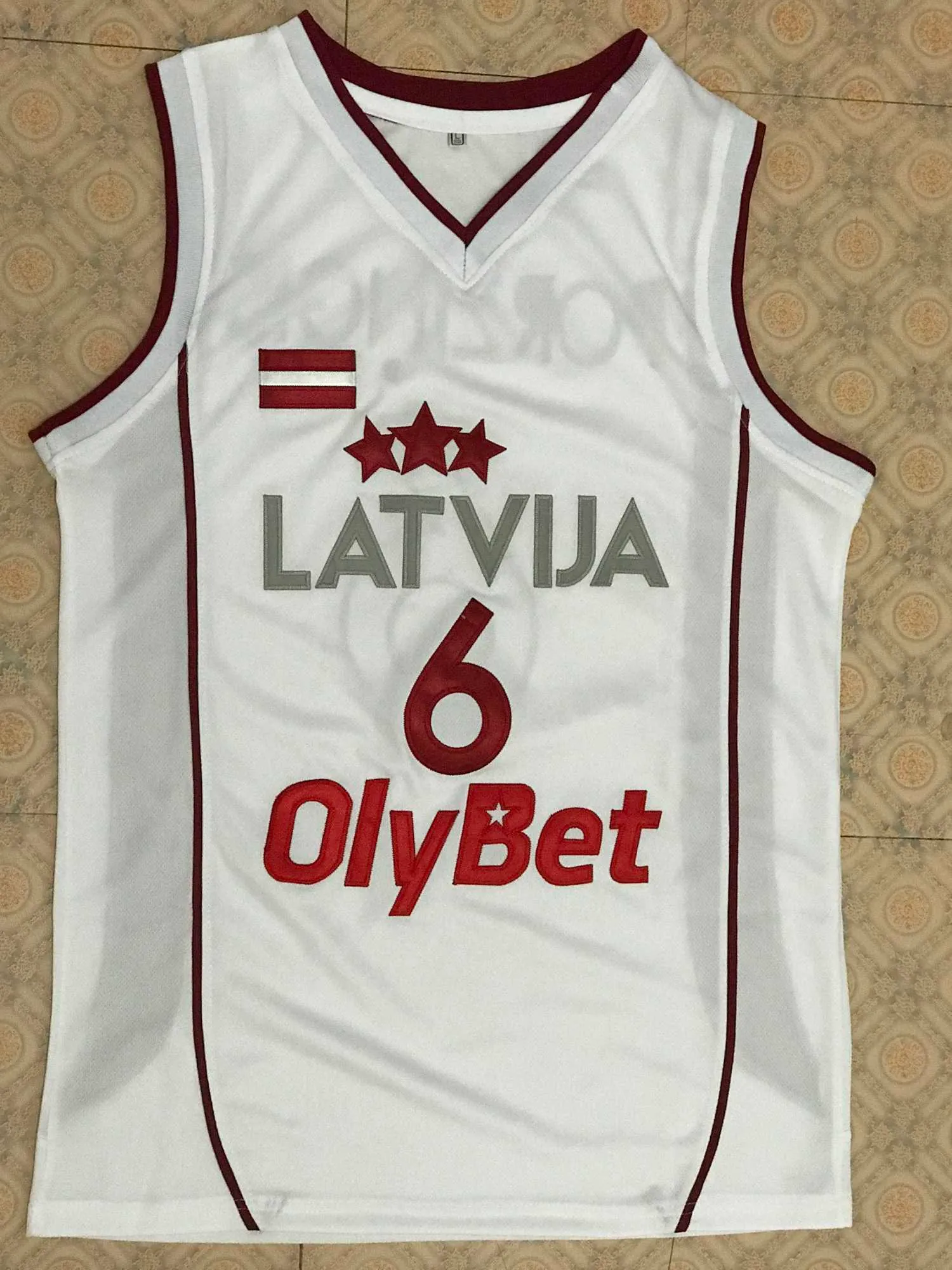 ＃6 Kristaps Porzingis Team Latvijas Basketball Jersey Embroidery Stitched