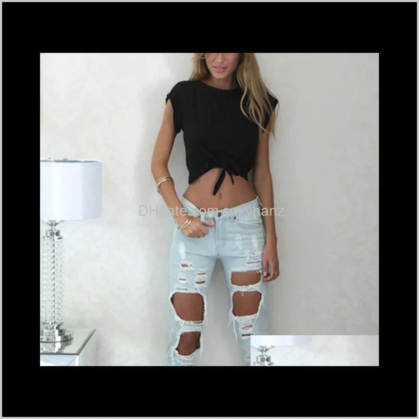 wholesale-summer fashion women casual cotton shirts crop black white o neck t-shirt tops short sleeve hot tee s-xl