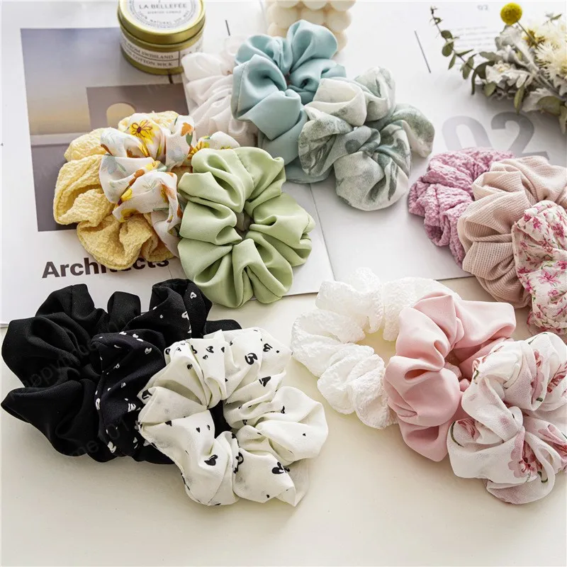 Mulheres Seda Impressão Leopardo Scrunchie Set Elastic Moda Anéis De Cabelo Para Meninas Titular De Cabelo De Borracha Acessórios