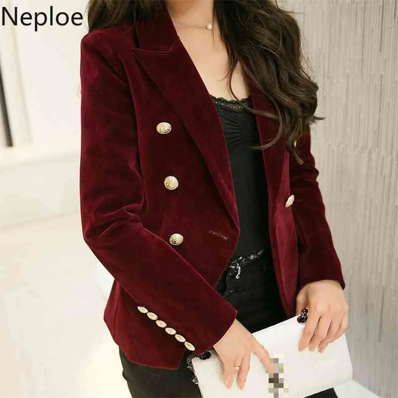 Women Velvet Blazer Slim Long Sleeve Ladies Blazers Office Lady OL Formal Work Botton Jacket 48625 210422