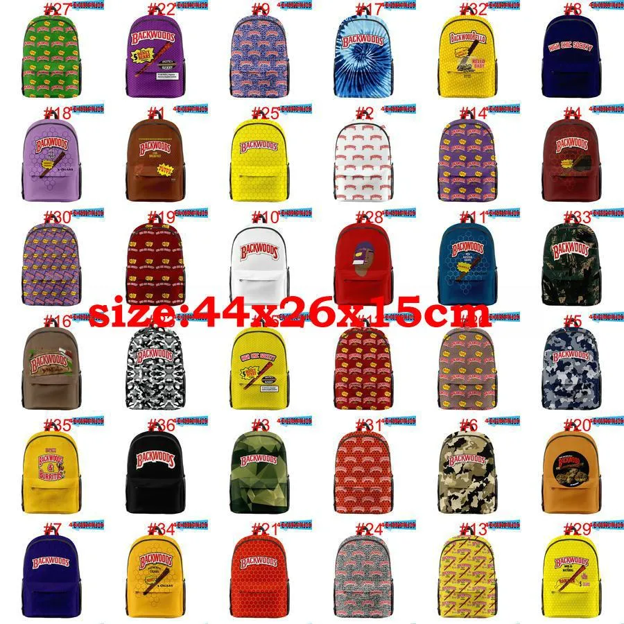 Backwoods Backpack Book Bag Honey Bourbon Black Neckstomper Backwood Print väskor Laptop axel schoo tsetamb