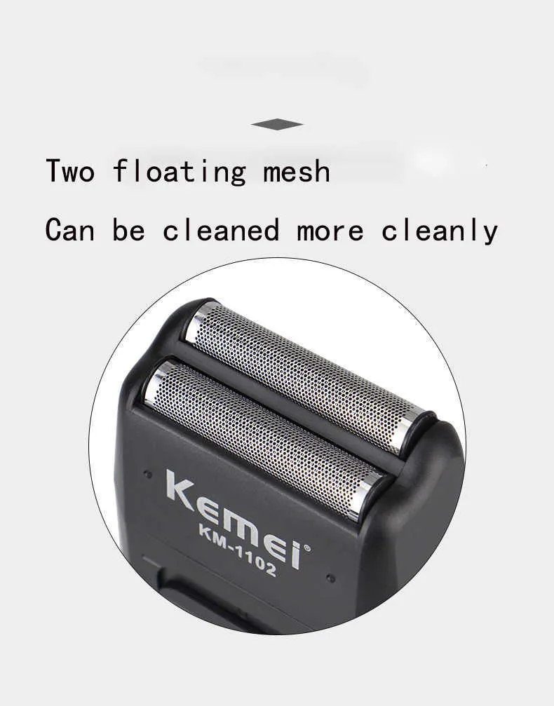 Kemei KM-1102 Rechargeable Cordless Shaver for Men Twin Blade Reciprocating Beard Razor Face Care Multifunction Strong Trimmer Barber (21)