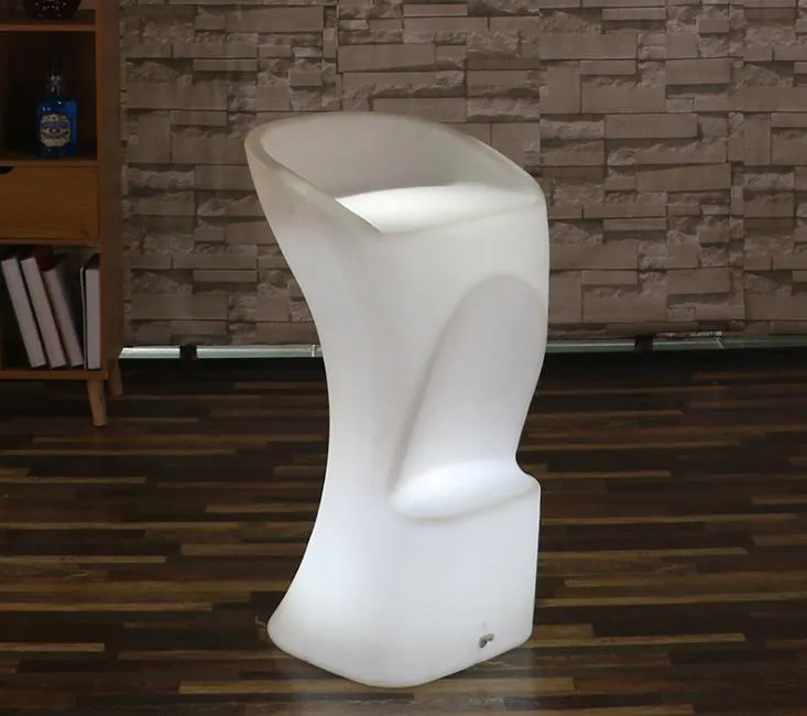 Creative PE Plastic Contracted Style Chair LED Luminous Stool Bar Leisure High Backrest Single Camp Furniture
