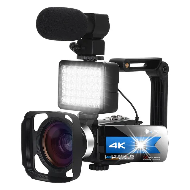 4K-Videokamera, digitaler Camcorder, Nachtsicht, 56 MP, WLAN, integriertes Fülllicht, professionell für Live-Streaming