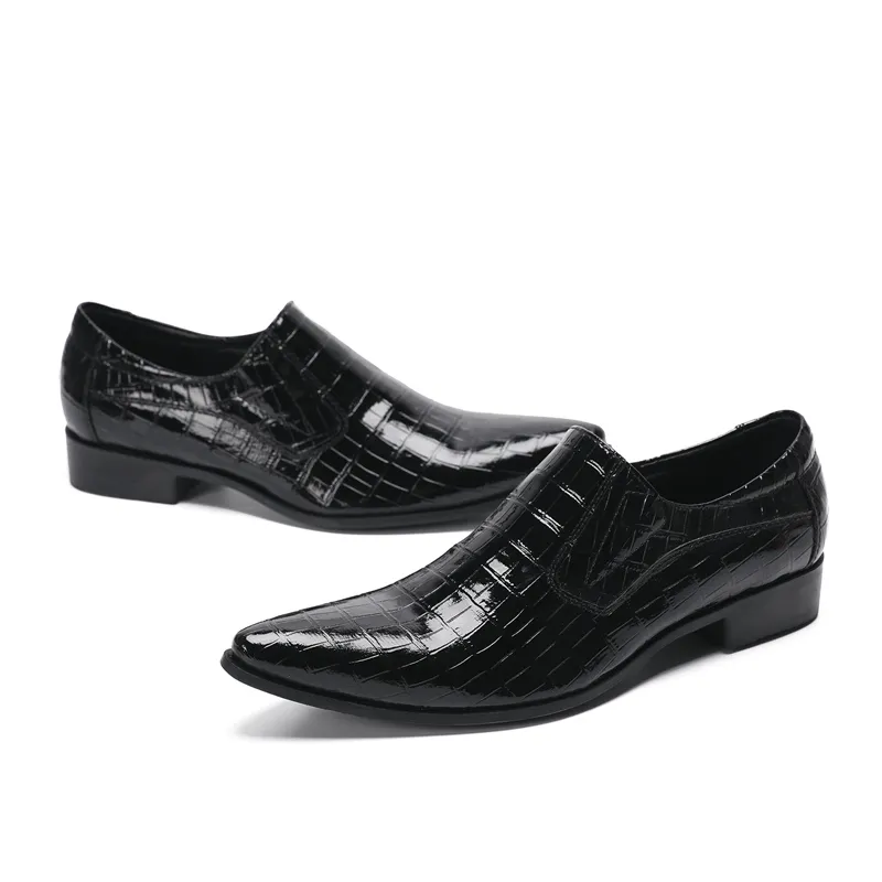 Handmade Men s Shoes Pointed Toe Formal Business Leather Dress Shoes Men Black Leather Dress Shoes for Men Slip on