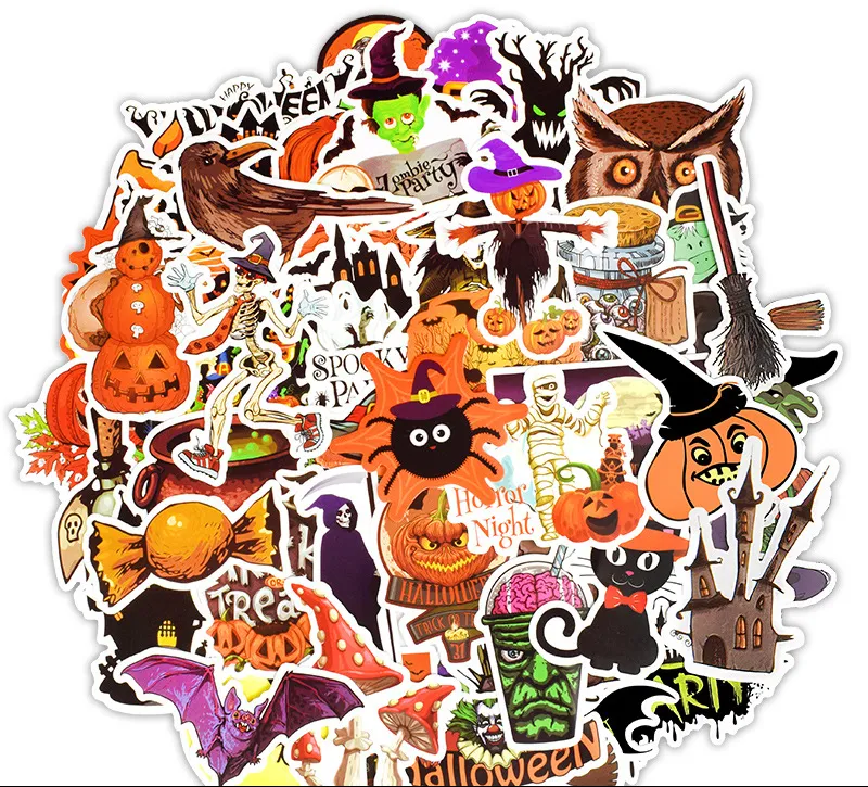 50 Halloween klistermärken Body Sticker Skin Protectors Amazon Style Laptop Trunk Kylskåp Bil