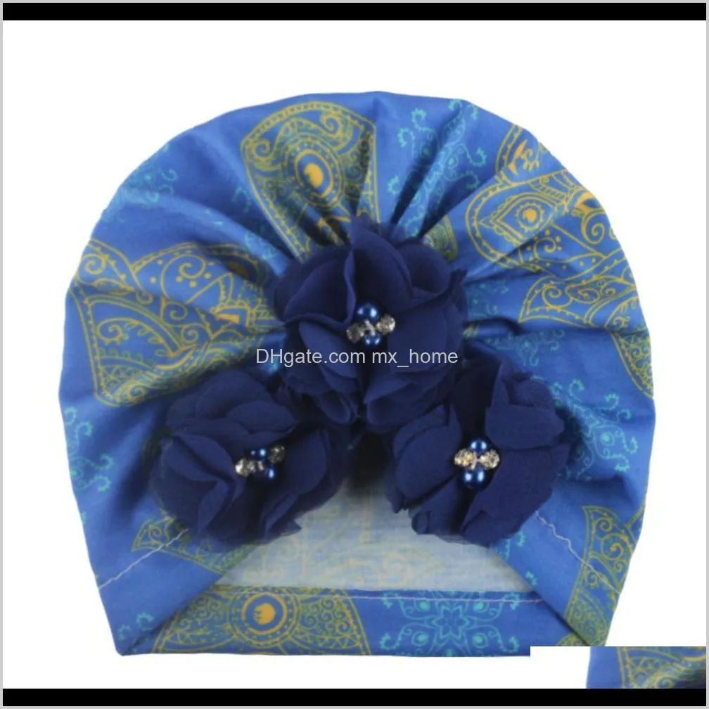 new baby creative printed hat spring and autumn thin children`s four bead flower boundless indian pullover hat