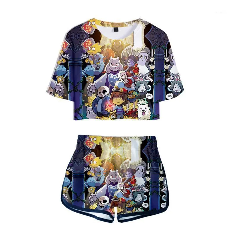 Женские спортивные трексуиты 3D Print Tooltale Game женщины из двух частей набор мода летний с коротким рукавом Урожай + шорты 2021 модный футболка одежда