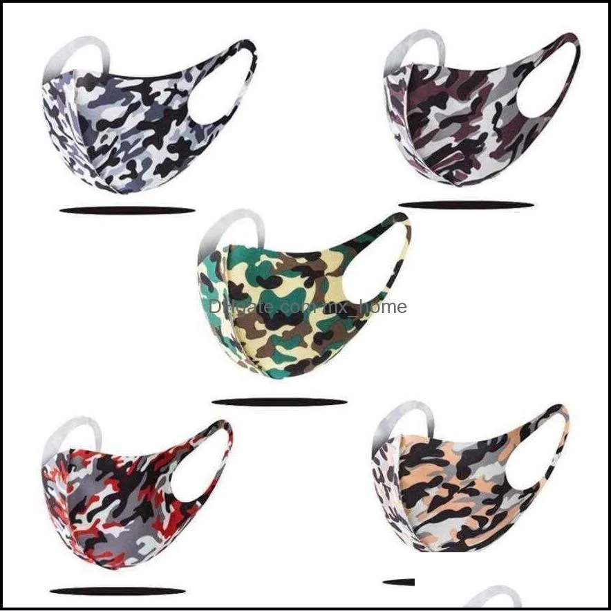 Designer Masks Camouflage Mask Anti Dust Foldable Protective Face 3D Print Respirator Breathable Mouth For Adult Outdoors Sports WA1M