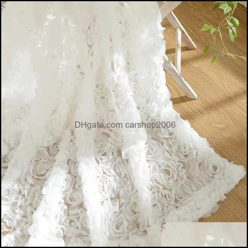 Zasłona zasłona Strona główna Deco El Supplies Ogród Haftowane Rose Voile Sheer White Zasłony Do Sypialni Wedding Party Festival Dekoracyjny GASZ