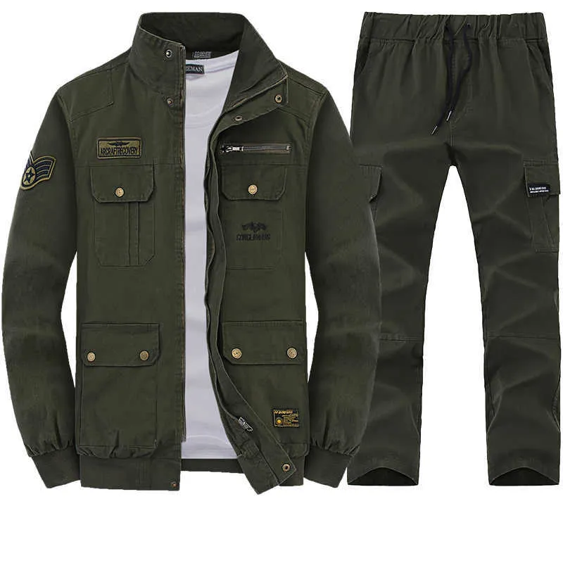 Traje de mono de camuflaje, conjuntos de carga militar, seguro de trabajo masculino, soldadura de algodón, ropa elástica resistente al desgaste Y0831