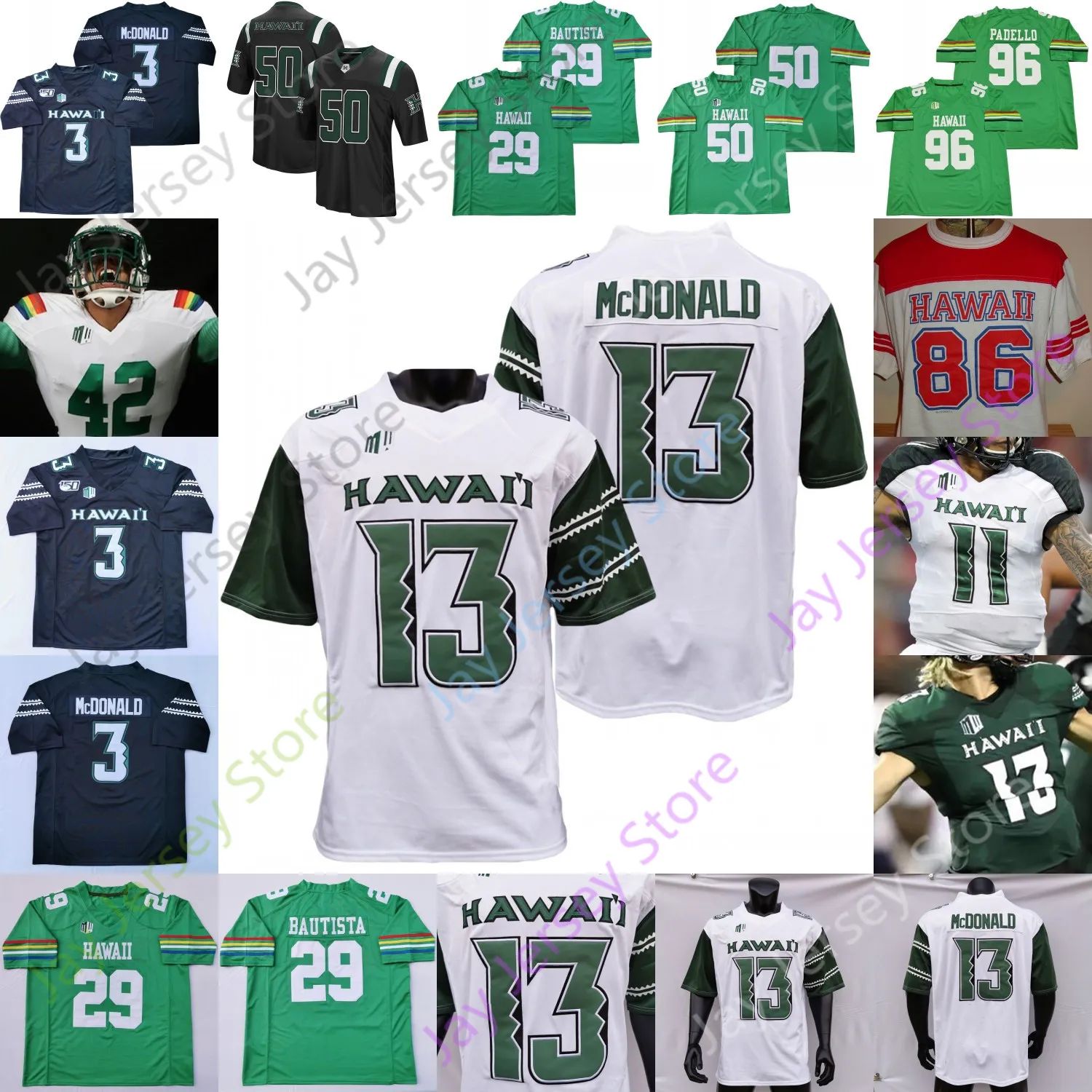 Hawaii Rainbow Warriors Jersey Official Football Gear, Breathable Mesh,  Men's College Uniform Shirt, Show Your Team Pride!