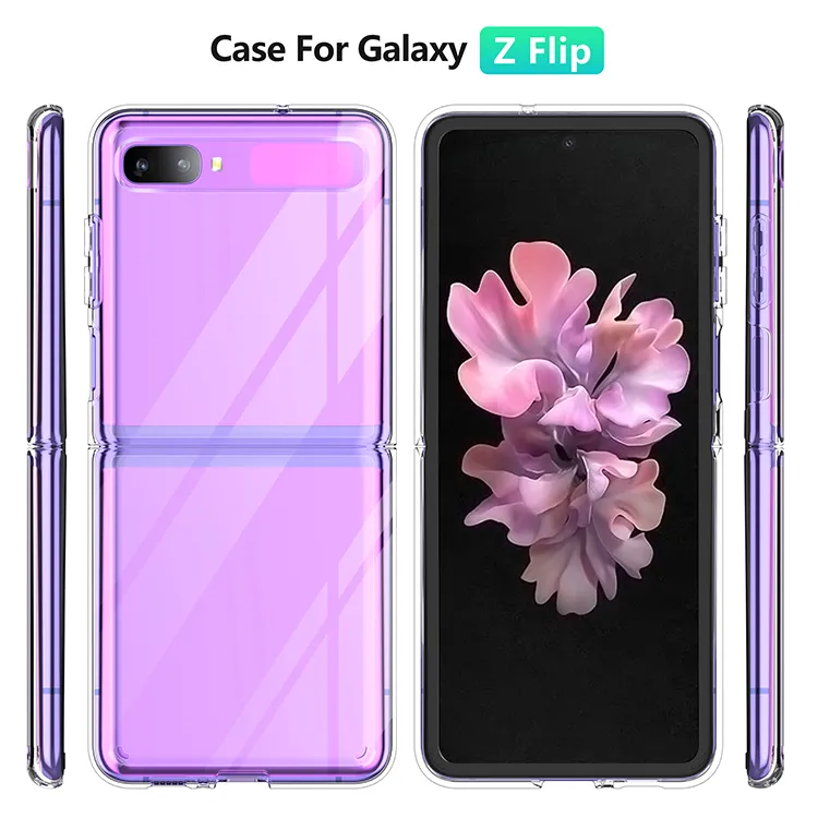 Capas Cristal Clear para Samsung Dobrável Caso Phone Galaxy Z Flip Proteção de alta qualidade PC Hard com TPU macio