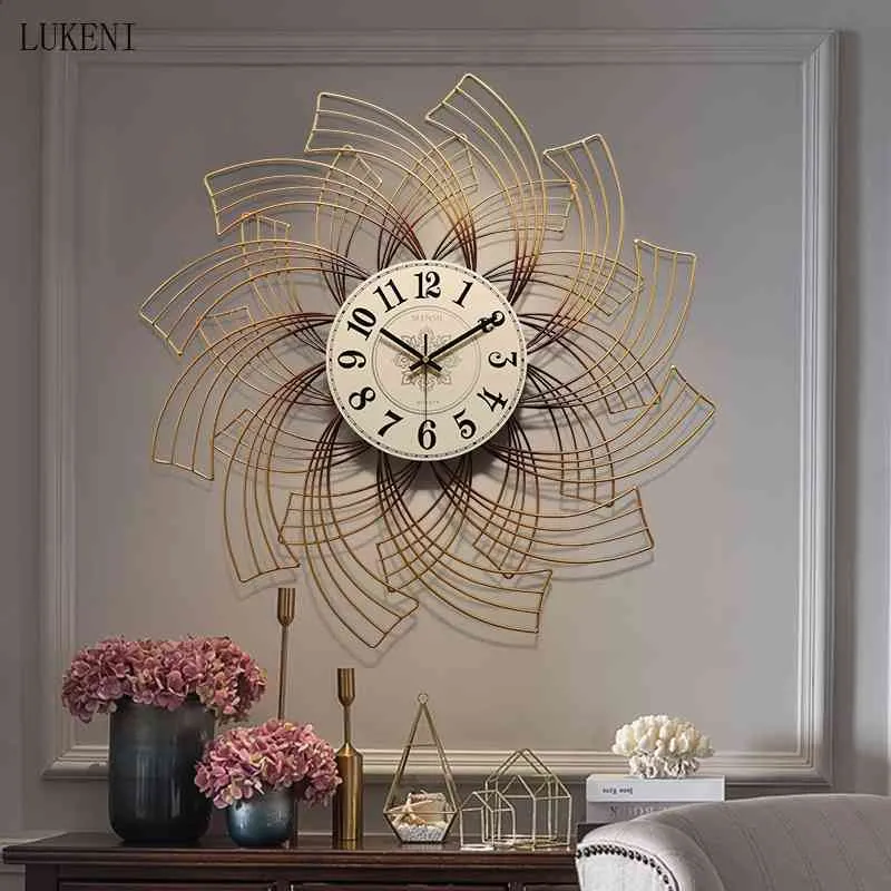 Часы американского кованого железа висит украшения гостиной домашней росписи украшения гостиницы офис на стену стикер ремесла 210414