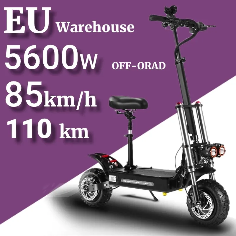 Strong power Off-Road Electric Scooter 11 Inch 60V 5600W adult High Speed Dual Drive Folding Vehicle