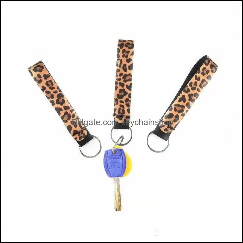 Neoprene Wristlet Keychains Lanyard Sunflower Leopard Serape Cactus Prints Strap Band with Split Ring Key Chain Holder Cool Key Fob