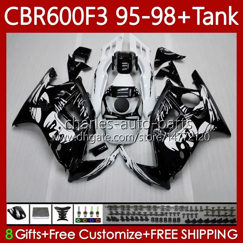 Bodys +Tank For HONDA CBR600 CBR 600 F3 FS CC 600F3 95-98 Bodywork 64No.0 600FS 600CC CBR600F3 95 96 97 98 CBR600-F3 CBR600FS 1995 1996 1997 1998 Fairing Kit Graffiti Black