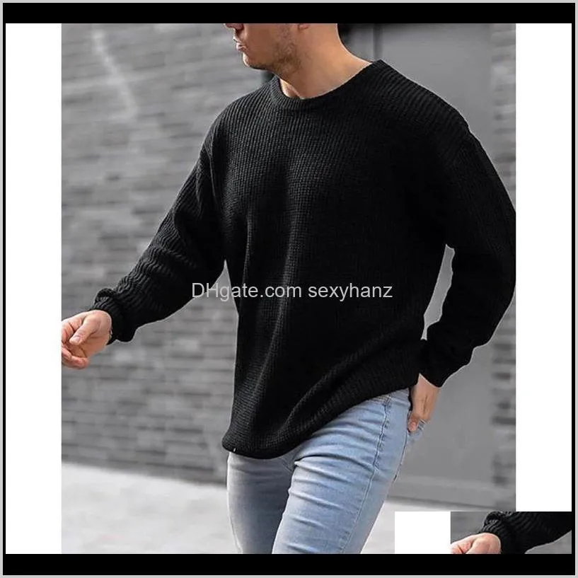 fashion men autumn winter long sleeve o neck solid colors knitted pullover sweater loose tops casual plus size pull homme#35