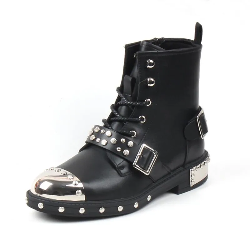 British Hairylist Martin Boots For Men Rivet High Top Motorcycle Style