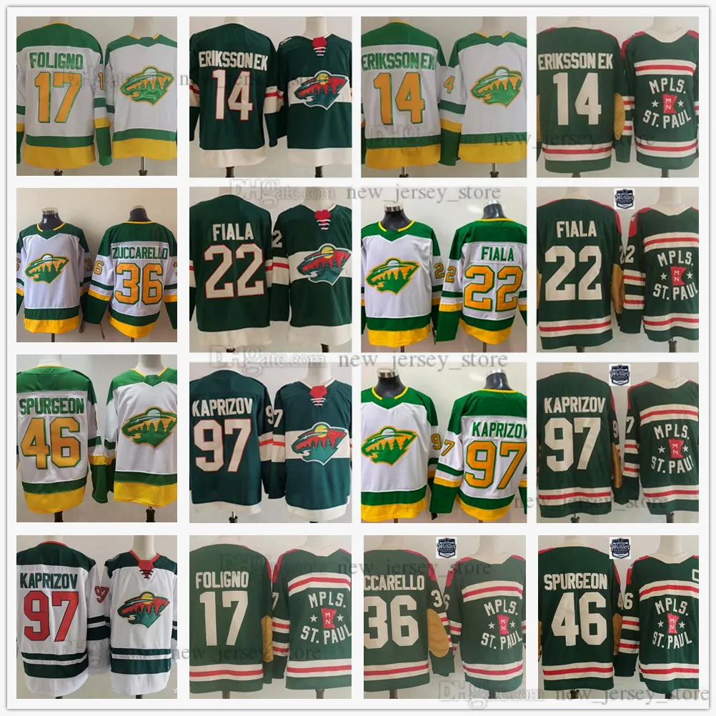 2022 Winter Classic Hockey 97 Kirill Kaprizov Jersey Reverse Retro 14 Joel Eriksson 17 Marcus