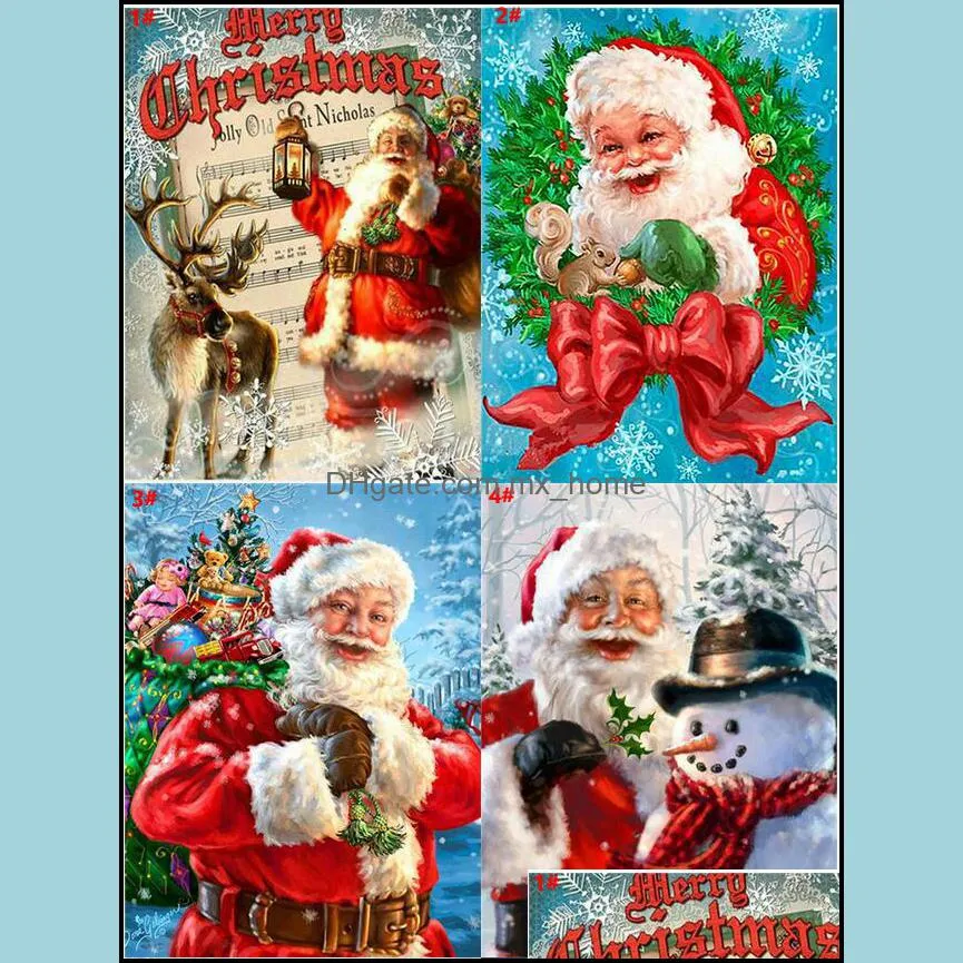 5D DIY Christmas Full Drill Rhinestone Diamond Painting Kits Cross Stitch Santa Claus Snowman Home D￩cor Kids Xmas Gift