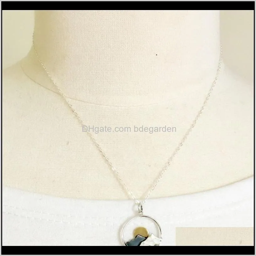 fashion jewelry pendant mountain sunrise necklace pendant hollow out necklace chain girl children gift necklace ps1027