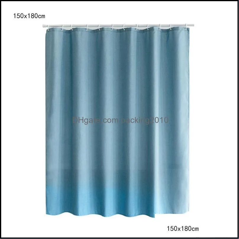 Polyester Fabric Shower Curtain With Hooks Waterproof Plastic Bath Screens Solid Color Eco-Friendly Bathroom Curtains Home Decor