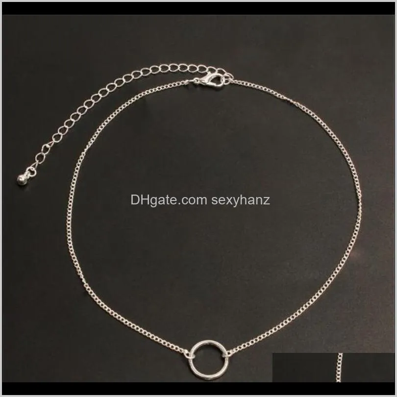 multi-layer chain necklace for women golden/silver color round circle triangle pendant necklace female party gift