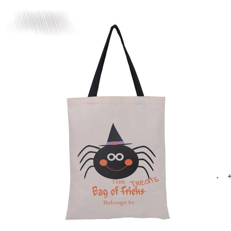 Large Halloween Canvas Bag Reusable Fabric Bag for Trick or Treating Halloween Candy Gift Bags Gift Sack Bags ZZE8198