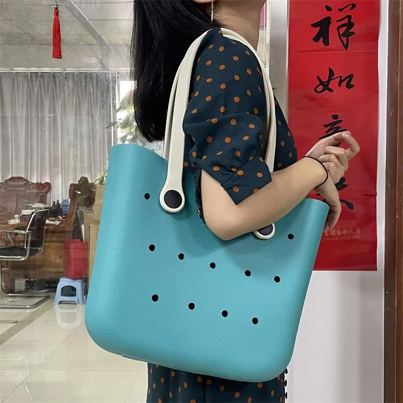 Shoulder Bags +Wholesale+Custom+Womens+Rubber+Waterproof+Hollow+Solid+Candy+Colors+Eva+Bag+BeachTote+Bag+Beach+Bags+Silicone+Eva